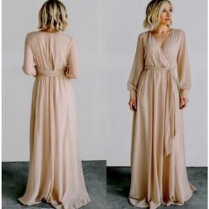Baltic Born M Lydia Maxi Dress Pink Blush Chiffon Gown Grecian Goddess Flowy